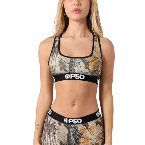 PSD Womens Realtree Xtra Grey Racerback Sports Bra - Comfortable, Breathable, Ultra-light Fabric