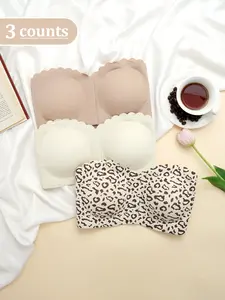 3-pack new upgraded seamless bra with adhesive tape, non-slip and anti-fall, fashionable and perfect for wedding and evening gowns, essential underwear, Womenswear