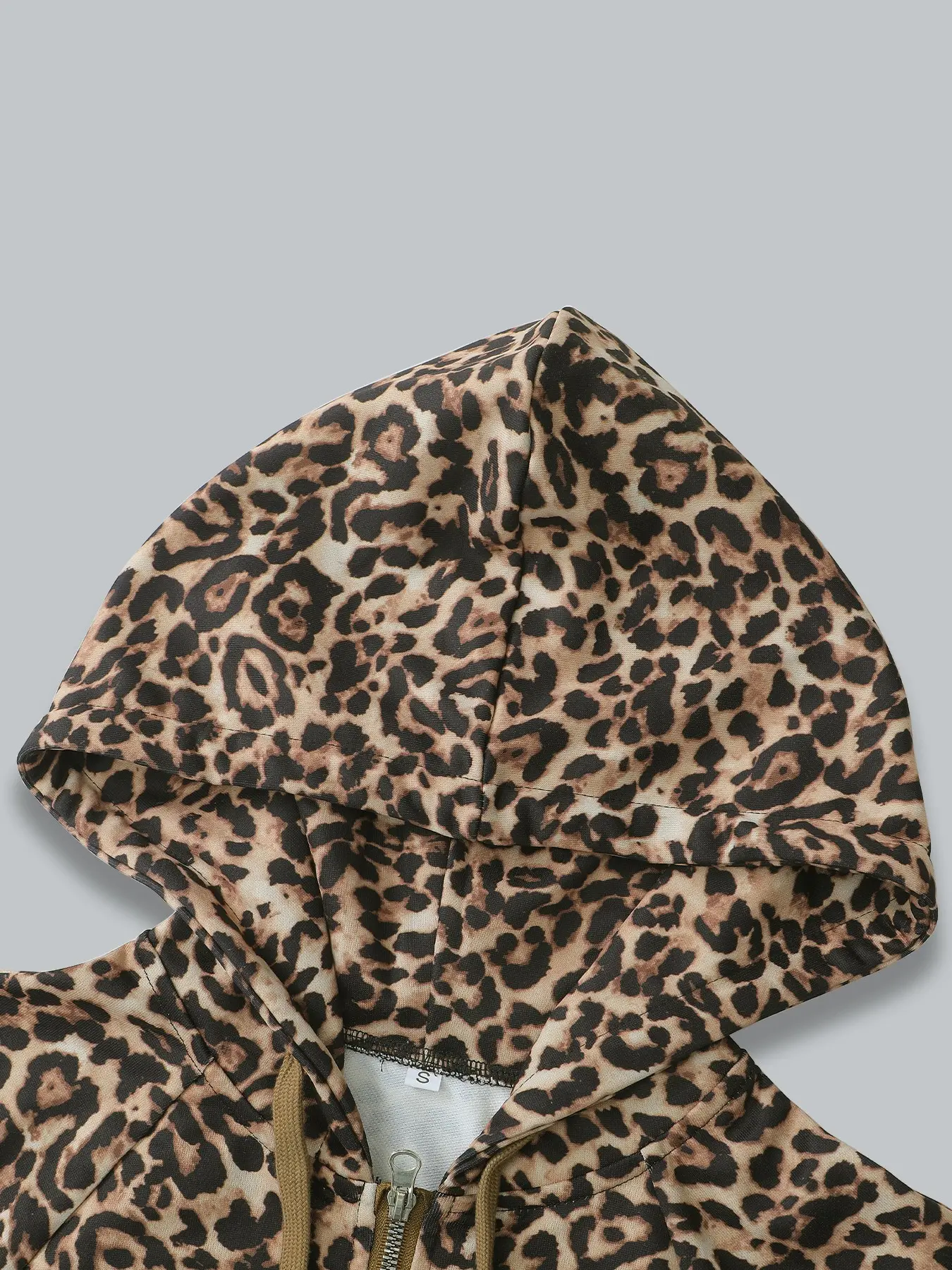 Women's Leopard Print Zip Hoodie, Y2K Vintage Style, Slim Fit Long