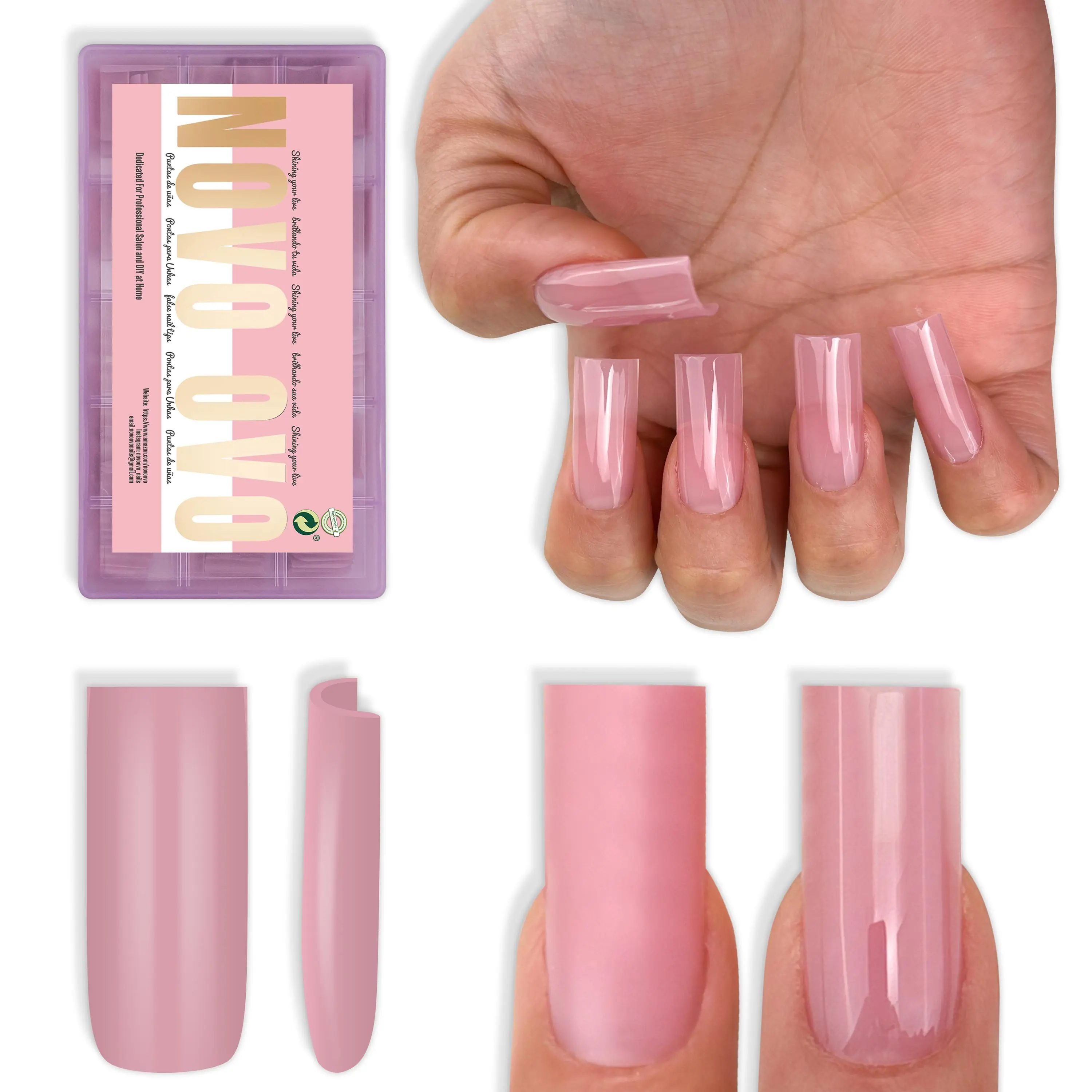 Meidum Sharp Square Pure Color Berry Pink