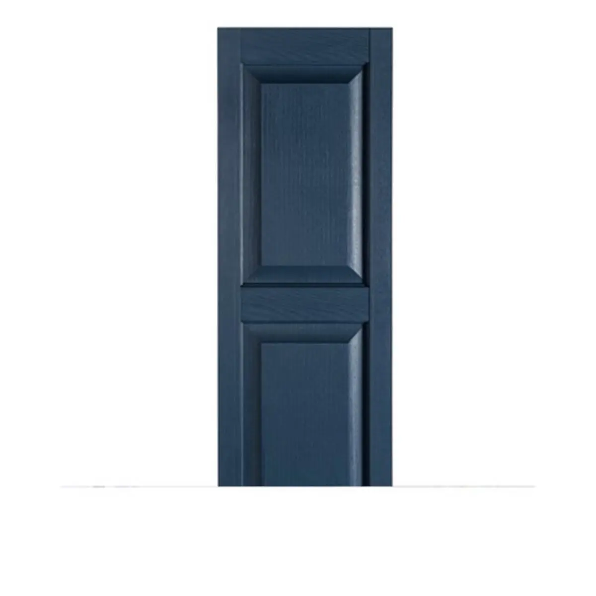 Perfect Shutters Premier Raised Panel Exterior Window Shutters Pair Pack - 100% Color-Thru Fade-Resistant Maintenance-Free Polypropylene, 15x47 in, Bedford Blue, Center Mullion, 1-Piece, Boosts Baby & Maternity Space Curb Appeal & Home Value