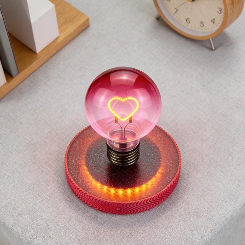 Levitating Light Heart Bulb - Magnetic Levitation Love Led Light Bulb with Floating Night Light and Spinning in Air Freely for Home Office Desk Decor, Bedroom Unique Lamps, Cool Tech Gadgets Gift for Women Kids