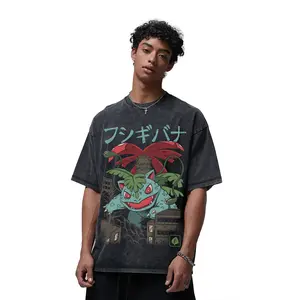 Bulbasaur Tee Japanese anime print -  gift for anime fans Oversized Washed Anime Shirt 100% pure cotton