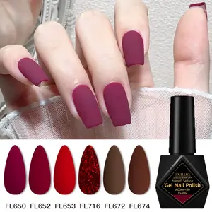 FourLily Burgundy Red Brown Nail Polish Gel Set, 6Counts/Set, Cinnamon Pink Gel Polish Set, Dusty Purple Polish Gel Set, Mocha Brown Gel Nail Polish Set, Long-Lasting UV Gel Nail Polish, Salon-Quality Formula, Perfect for Manicures & Pedicures﻿