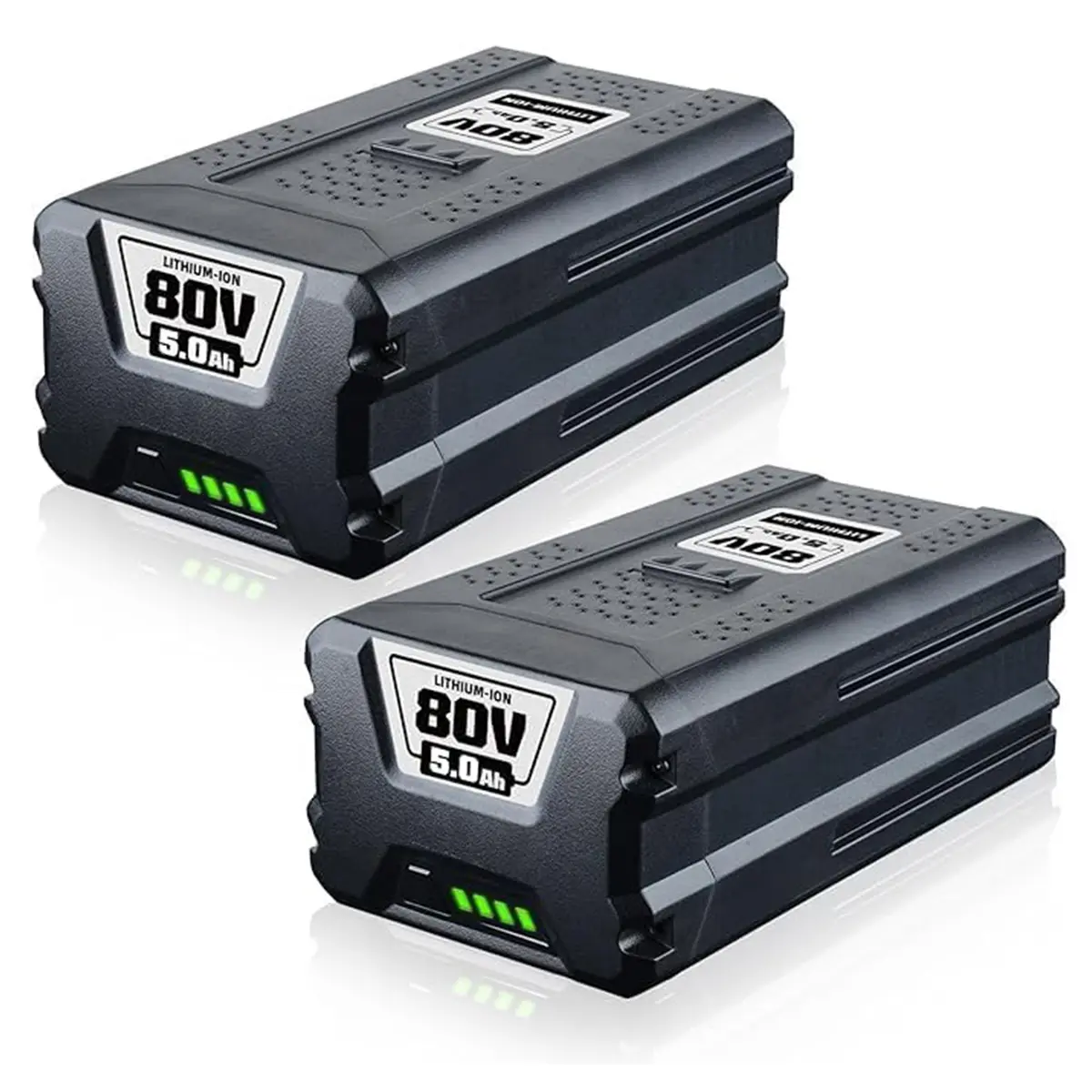 2-Pack Upgraded 80V 5.0Ah FCC Certified Lithium Ion Battery Replacement, Fully Compatible with Greenworks 80V Max Series GBA80200 GBA80250 GBA80500 GBA80400 Cordless Power Tools, Lawn Mower