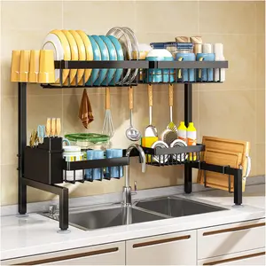 [Clearance Sale] 2 Tiers 4 Baskets (one More Than Others) Over The Sink Dish Drying Rack,fits All Sinks (from 24.8" to 35.4"),2-Tier Adjustable Sink Rack,Dishes Rack Kitchen Storage Organizer Space Saving