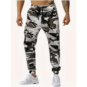 Men's Camouflage Drawstring Footed Sweatpants, Casual Slightly Stretch Joggers For Spring Autumn Running Jogging