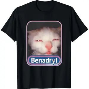 Golf Gift T-Shirt For Men And Women 100% Cotton Benadryl Meme Cat Benny Cute & Funny Meme Quote T-Shirt