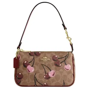 COACH Nolita 19 Cherry Print Small Leather Handbag for Women in Tan