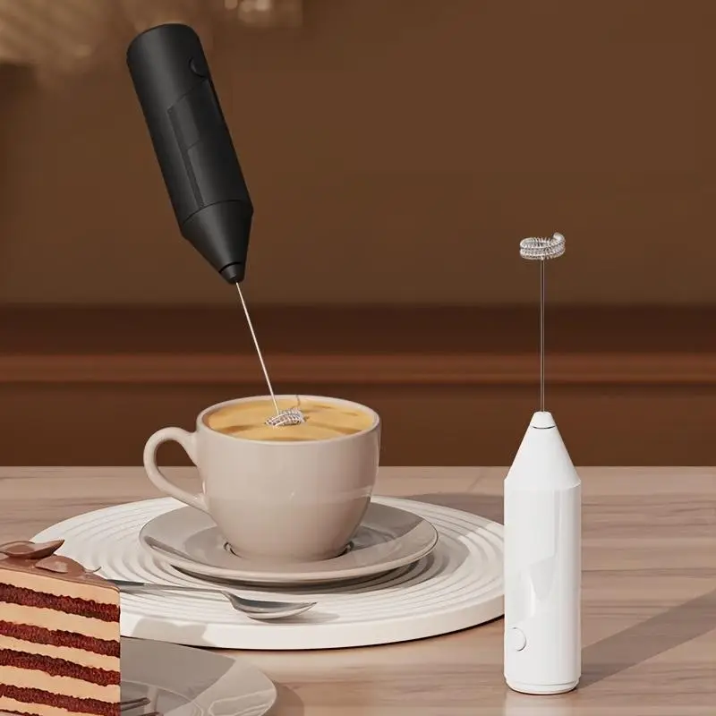 Portable Electric Milk Frother, Battery Powered Handheld Egg Beater, Household Coffee Blender, Kitchen Gadgets for Home Use (Stand & Batteries Not Inc