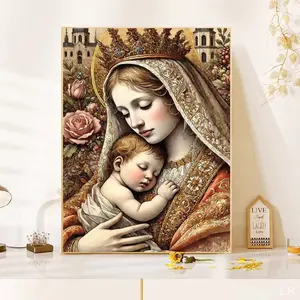 5D DIY The Virgin Mary And The Son Diamond Painting Full Round Mosaic Embroidery Rhinestone Room Decoration Gift 30x40cm/11.81x15.75in