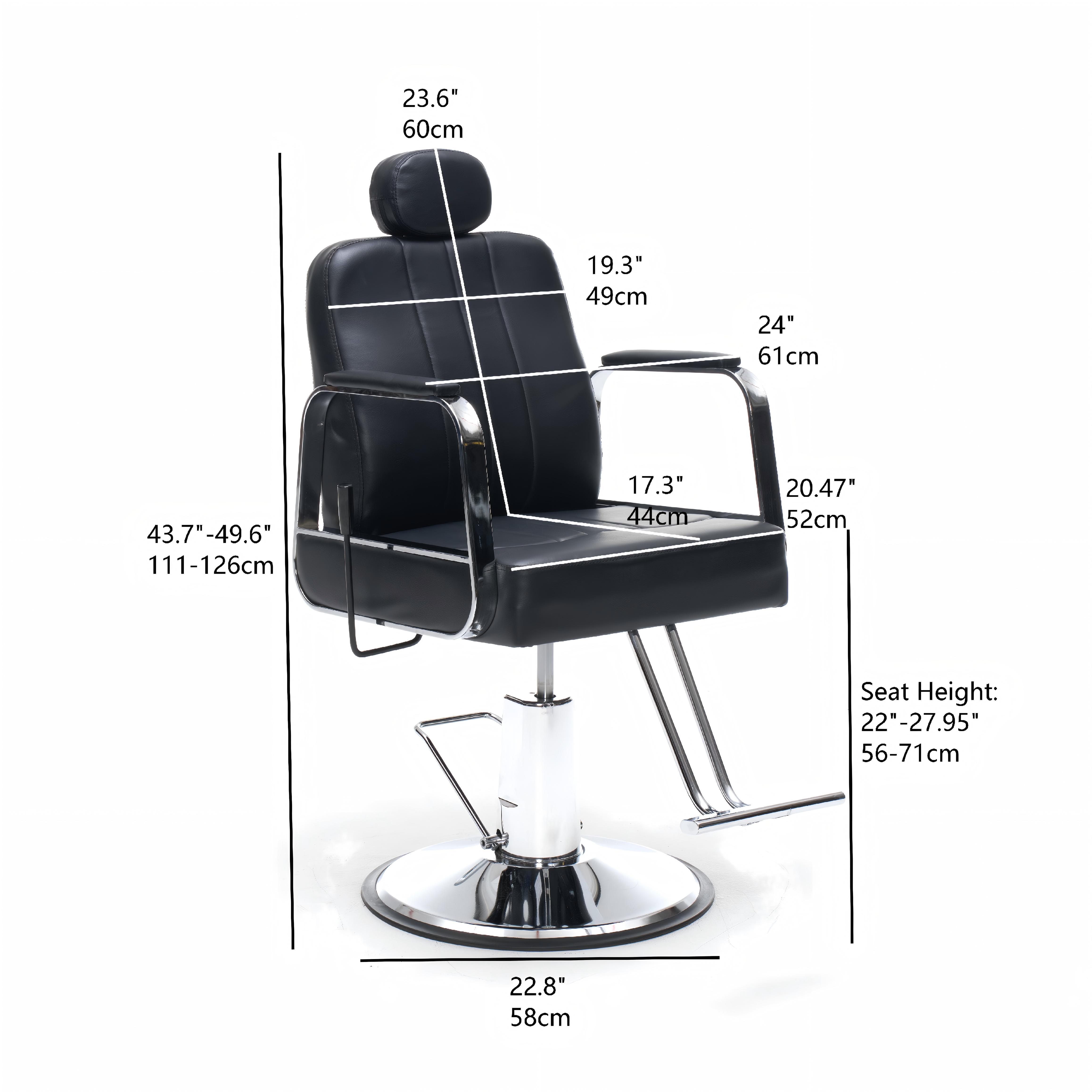 Black Reclining Salon Barber Chair for Hair Stylist, Professional Hair Stylist Chairs with Heavy Duty Hydraulic Pump, All Purpose Styling Hairdresser Braiding Shampoo Chair for Spa Home Euipment Barber Salon Chair for Hair Stylist