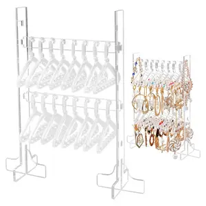 Transparent acrylic double-layer clothes hanger jewelry stand earring and necklace display rack storage rack