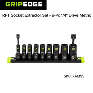 Gripedge RPT Socket Extractor Set - 9-Pc 1/4" Drive Metric