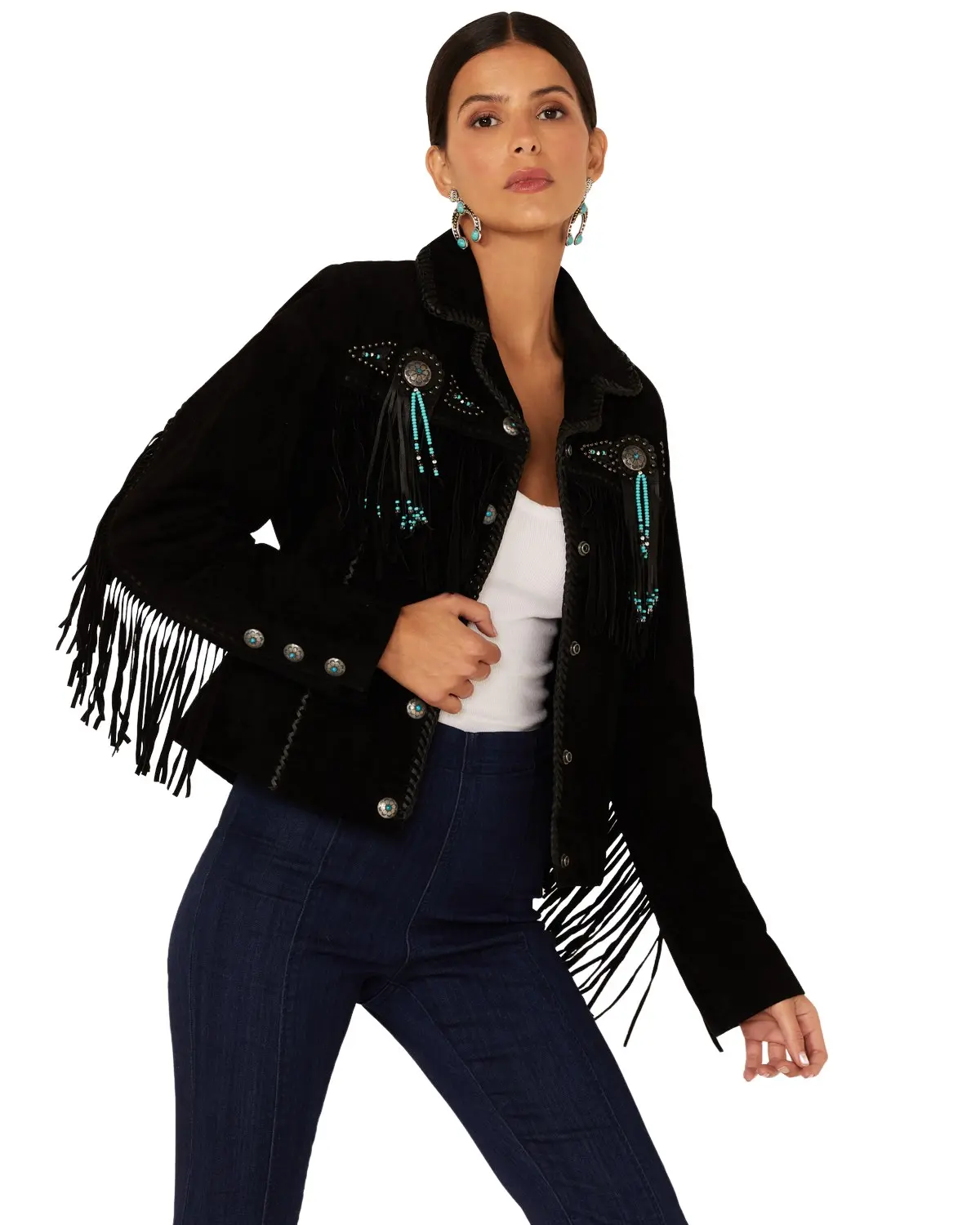 Scully Women's Women'S Fringe And Beaded Suede Jacket - L152-19