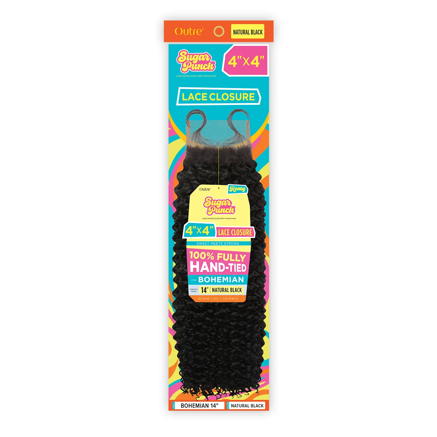 Outre Unprocessed Remy Human Hair HD Lace Closure Sugar Punch 4X4 Bohemian (10"-14")