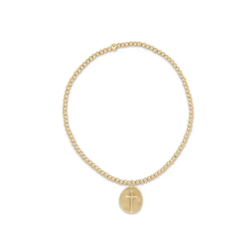 E Newton Inspire Small Gold Charm 2mm Bead Bracelet