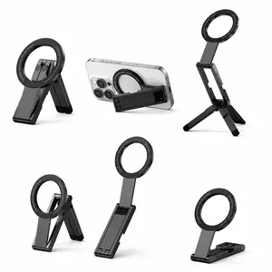 Magnetic Phone Stand for iPhone – Aluminum Mini Foldable Tripod | Pocket-Sized Cell Phone Stand with Magnetic Quick Mount | Compatible with iPhone 12, 13, 14, 15, and 16 Models magnetic phone tripod stand