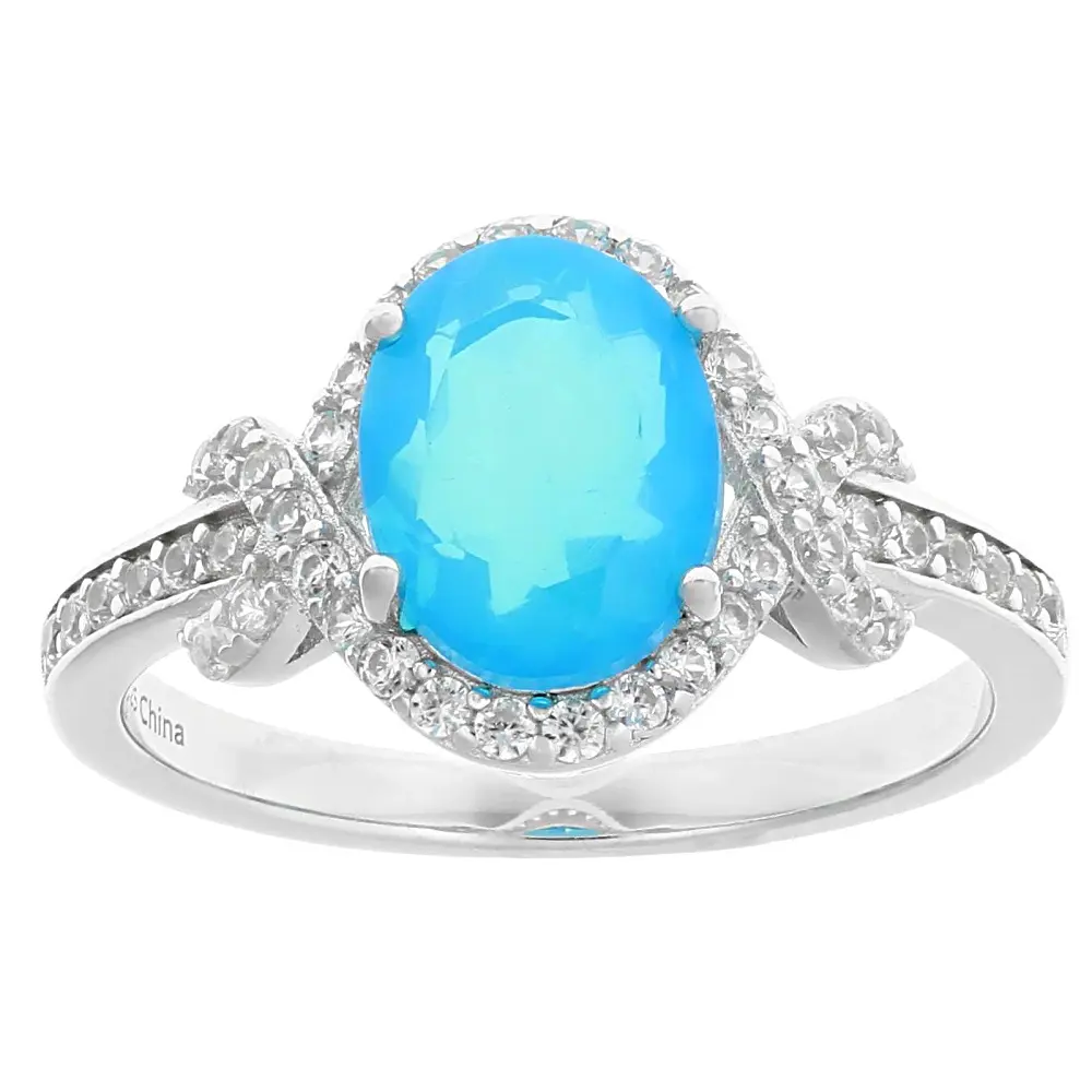 JTV Paraiba Blue Opal Rhodium Over Sterling Silver Ring 1.60ctw