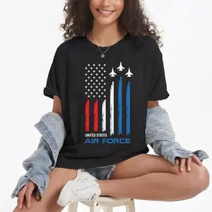 "Air Force" Flag & Jet Print Casual Cotton T-Shirt Sweatshirt Classic