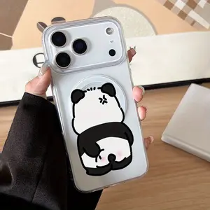 Phone case: Shockproof, Magnetic, Anti-Yellowing, Anti-Scratch, Anti-Fingerprint, Heat Dissipation Acrylic Clear Phone Case with Cartoon panda Pattern Print for iPhone 17 E Air Pro ProMax iPhone16 15 14 Plus 13 12 Mini 11 X XS XR