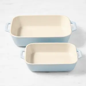 Staub Stoneware Rectangular Baking Dishes Set of 2 Pastel Colors Oven-to-Table Serving Lasagnas Casseroles Cobblers Crisps Microwavable Dishwasher Safe