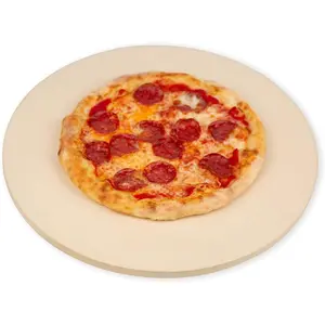 K  Pizza Stone Round 16 Inch for Grill and Oven, Large Cordierite Baking Stone for Bread, Safe Circular Cooking Stone for Grill 16", Easy to Clean