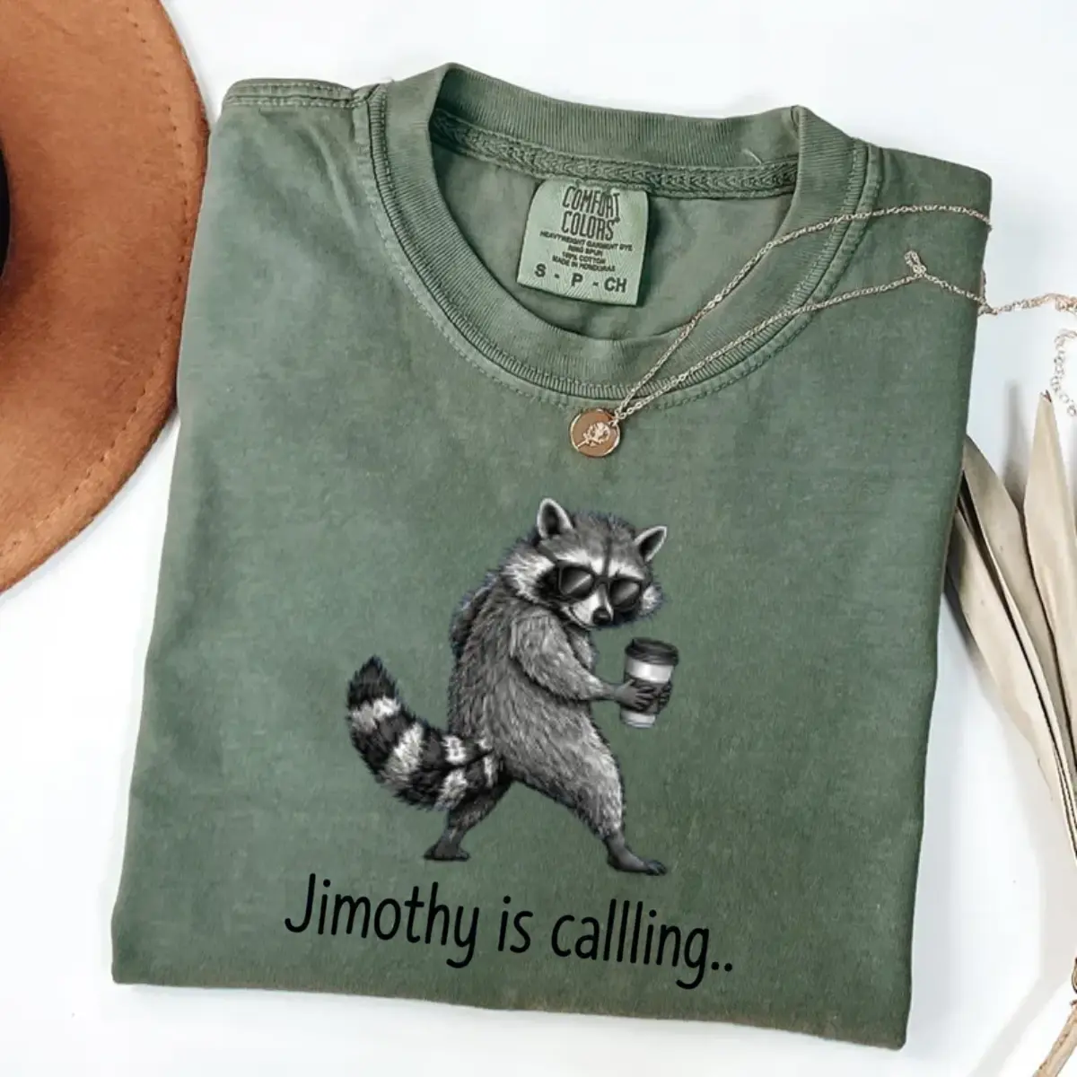 [Sale Up to 45%] Comfort Colors Jimothy Is Calling Shirt, Funny Coffee Raccoon Graphic Tee, Cute Jimothy Raccoon Lover Shirt - Felix Rodz
