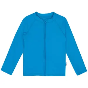 Kids UPF 50+ Long Sleeve Zipper Rash Guard Swim Shirt | "Blue Danube"