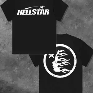 TLXT 100%25 cotton double-sided printed Hell Star pattern T-shirt, high-quality printed T-shirt, men's round neck short-sleeved top, casual T-shirt spring and summer clothing