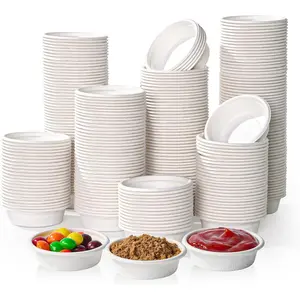 1 oz Compostable Condiment Cups, 1000 Pack Biodegradable Bagasse Portion Cups for & Samples, Jello Shots, Tastings, Dessert, Juice, Souffle