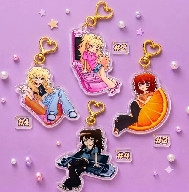 Cute Anime Inspired Acrylic Keychain, Kawaii Girl Bag Charm, Double Sided Clear Acrylic Key Ring, Backpack Accessory, Gift for Anime Fans