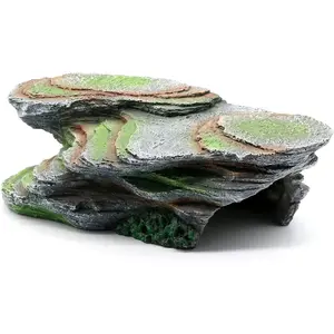 Reptile Resting Terrace Tortoise Climbing Platform Shale Scape Step Ledge, Reptile Cave Hideout Leopard Gecko Accessories Decorations,  for Reptiles, Amphibians, Bearded Dragons, Lizard, Frogs