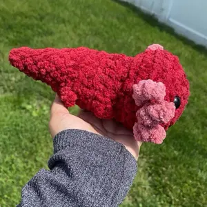 Handmade Pink and Red Axolotl