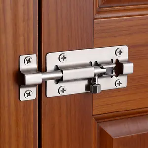 2/4 Piece 3 Inch Door Lock Set, Door Security Lock, Thick Stainless Steel Sliding Door Safety Latches, Ergonomic Design, Multiple Colors Available, Door Hardware