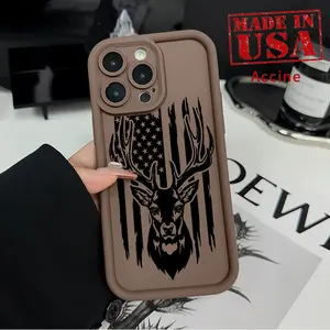 Phone Case Compatible for iPhone 16 Pro 15 14 Plus 16e 13 12 Mini 11 Promax X XS Max XR xsmax American Deer Pride Pattern TPU Lens Protection Durable Soft Cover Gift for Boy