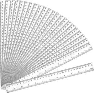 32 Pack 12 Inch Clear Plastic Rulers Bulk, Transparent Ruler with Centimeters and Inches Metric for Kids, Ideal Back to School Classroom Office Home Supplies