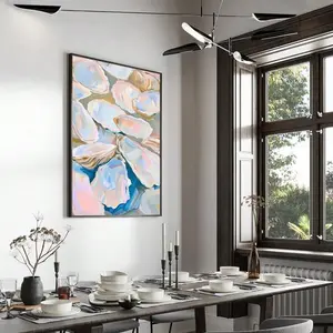 Modern Art Abstract Poster Print, Oyster Shell Oil Painting Style Wall Art, Unframed Canvas Decor for Living Room Bedroom Hallway