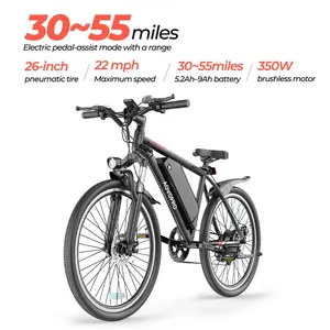 Mountain E-Bike, 350W Motor, 26-inch Inflatable Tires, Speed: 22 mph, Pedal AssistRange: 30-80 miles, Front and Rear Disc Brakes48V 13.5Ah Lithium-ion Battery.