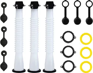 KP KOOL PRODUCTS Universal Gas Can Nozzle Replacement Kit – Fits 1/2 to 10 Gallon Plastic Fuel Cans – Includes Spout, Collar Caps, Stopper & Vent Caps – Spill-Free Design – Available in 1, 3 & 6 Pack Options