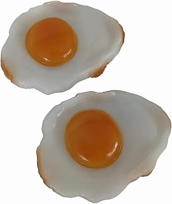 Artificial Fried Egg, PVC Resin Simulation Fake Cooked Eggs, Faux Realistic Food Model for Kitchen Home Photography Props Sample Display Party Favors(2 Pack)