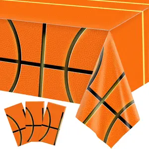 3 Pcs Basketball Party Tablecloth Basketball Birthday Party Decorations Plastic Table Cover for Sports Ball Themed Birthday Party Supplies, 54 x 108 Inches