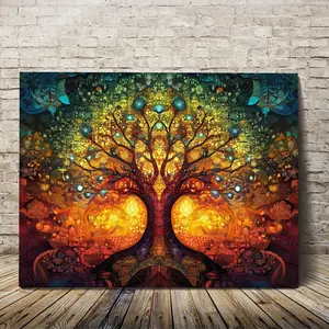 2D 1pc, Wooden Frame, Wall Art, 11.8x15, 7inch Tree of Life Mandala 15, Canvas Wall Modern Home Decor Abstract Wall Art Wooden Inner Frame Wall Poster Canvas _PPOK37304