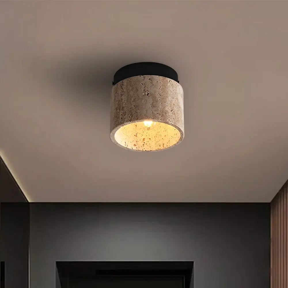 Homary Travertine Modern Flush Mount LED Ceiling Light - Home Decor Light for Hallways, Indoor Space Illumination