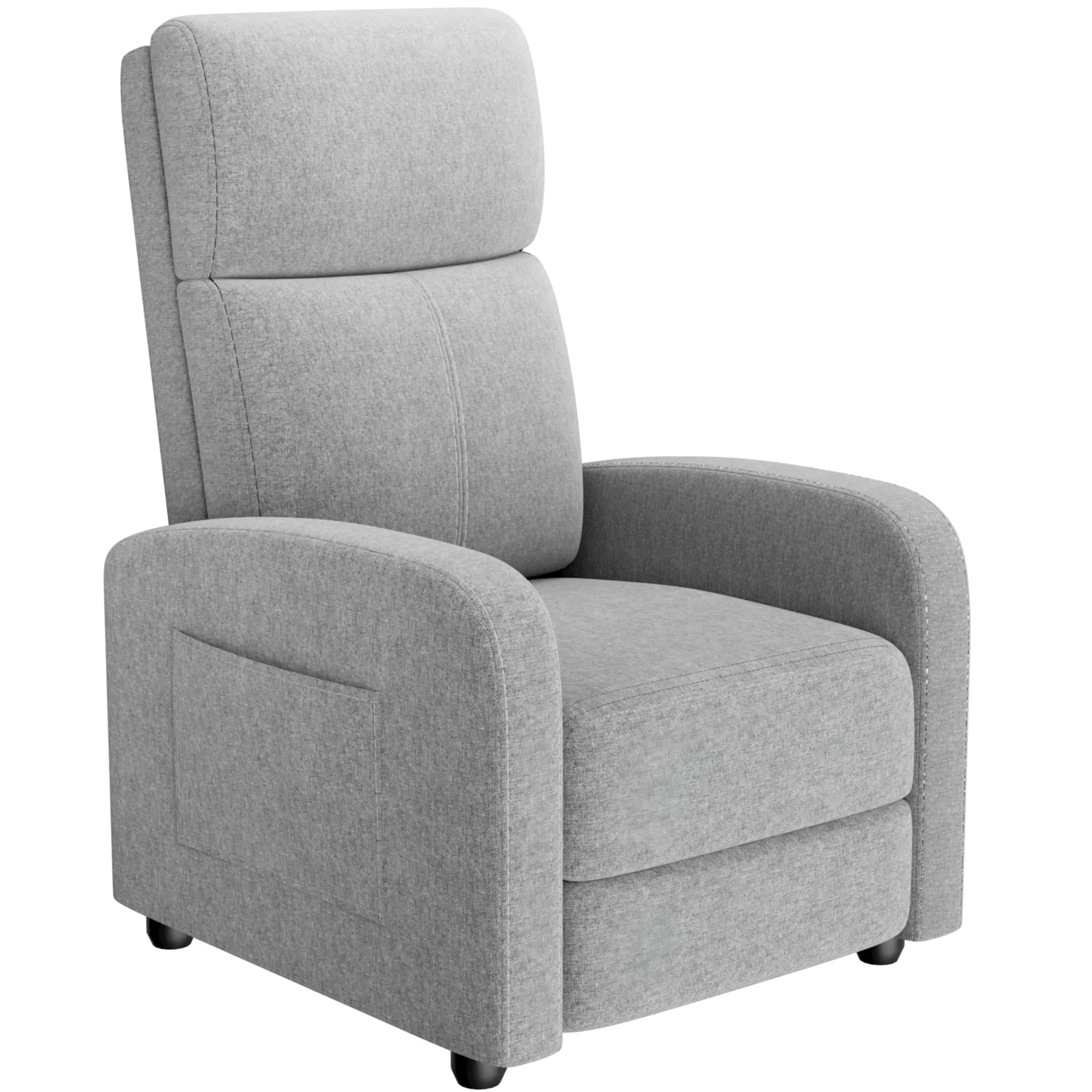 Garvee Recliner Chair for Adults, Lazy Reclining Chair Ergonomic Adjustable Single Sofa Enhanced with Side Pocket, Tall Back, Wide Arms & Padded Seat, Home Theater Seating for Living Room