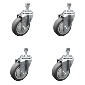 Service Caster SCC-TS20S414-TPRB-M1215-4 Thermoplastic Rubber Swivel Threaded Stem Caster with 4 x 1.25 in. Gray Wheels & 12 mm Stems - 1000 lbs Total Capacity - Set of 4