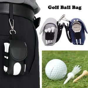 Portable Golf Ball Bag, PU Material, Metal Button Closure, Durable Waist Hanging Design, Ideal for Golf Competitions & Training