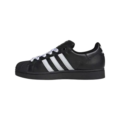 Adidas Superstar 2 Men's Leather Classics Sneaker - Black White, Iconic Solid Shell Toe, Street Style Sports Footwear for Everyday Casual City Days
