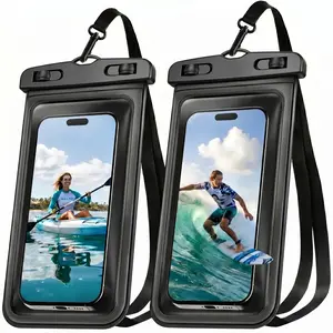 Waterproof Phone Pouch, 2 Pack IPX8 Waterproof Phone Case for iPhone 17/16/15/14/13/12/11 Pro Max, Cell Phone Dry Bag for Beach, Cruise & Outdoor Essentials, Touch Screen, Lanyard Included, Black (Fits Up to 8.2")