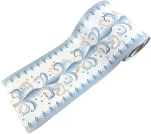 10Meters Vintage Wallpaper Border Peel & Stick Wall Borders Bathroom Kitchen Decor Sticker Sky Blue suncatcher sticker